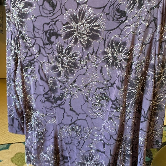 NWT ⭐️Alex Evenings jone button jacket  & tank, floral pattern w/glitter accent - Picture 2 of 9